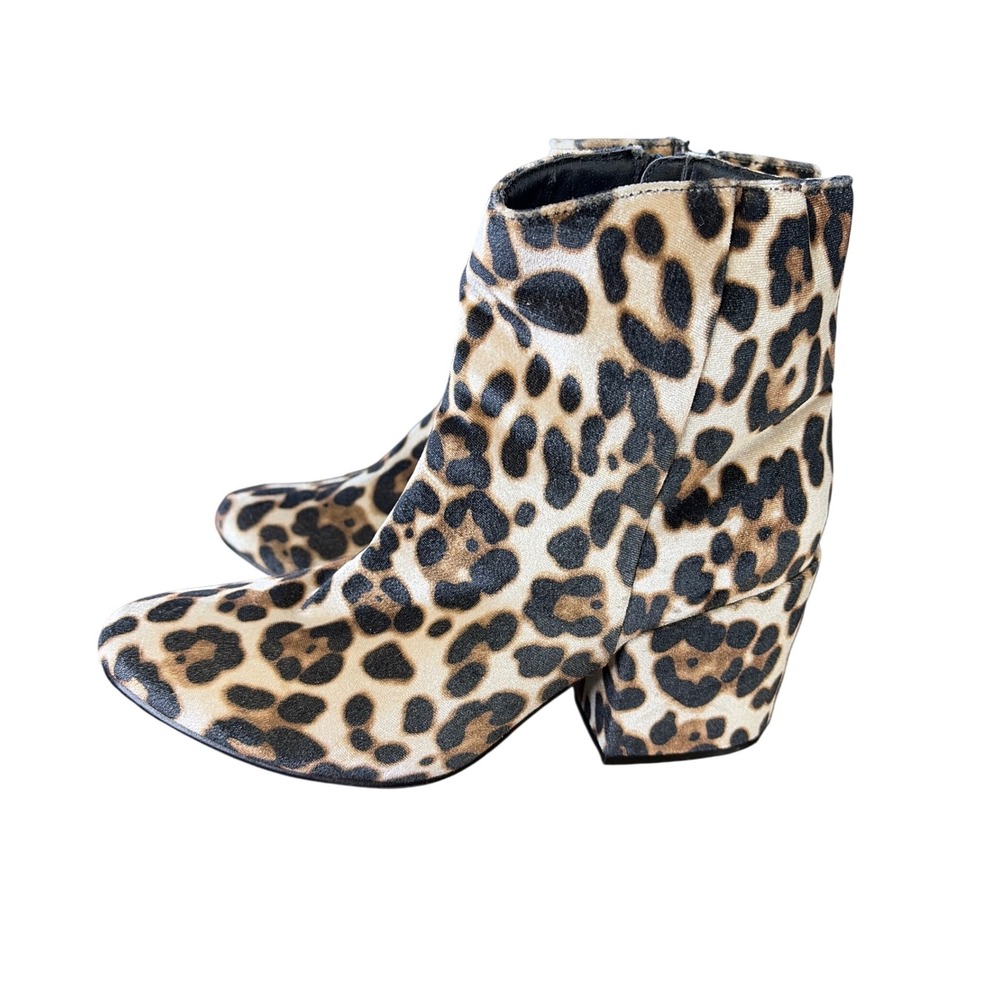 Madden Girl Leopard‎ Print Block Heel Ankle Booties Tan Black Animal Print 8.5 - Picture 7 of 11